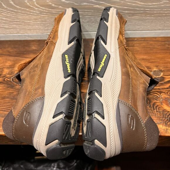 SKECHERS Men's Size 12 Respect Catel Goodyear Sole Memory Foam‎ Shoes Brown - Picture 10 of 10